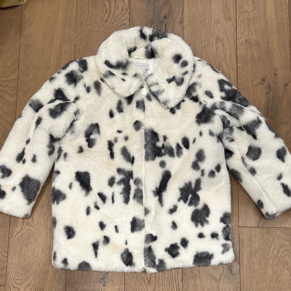 Stella McCartney Kids Black and White Faux Fur Coat